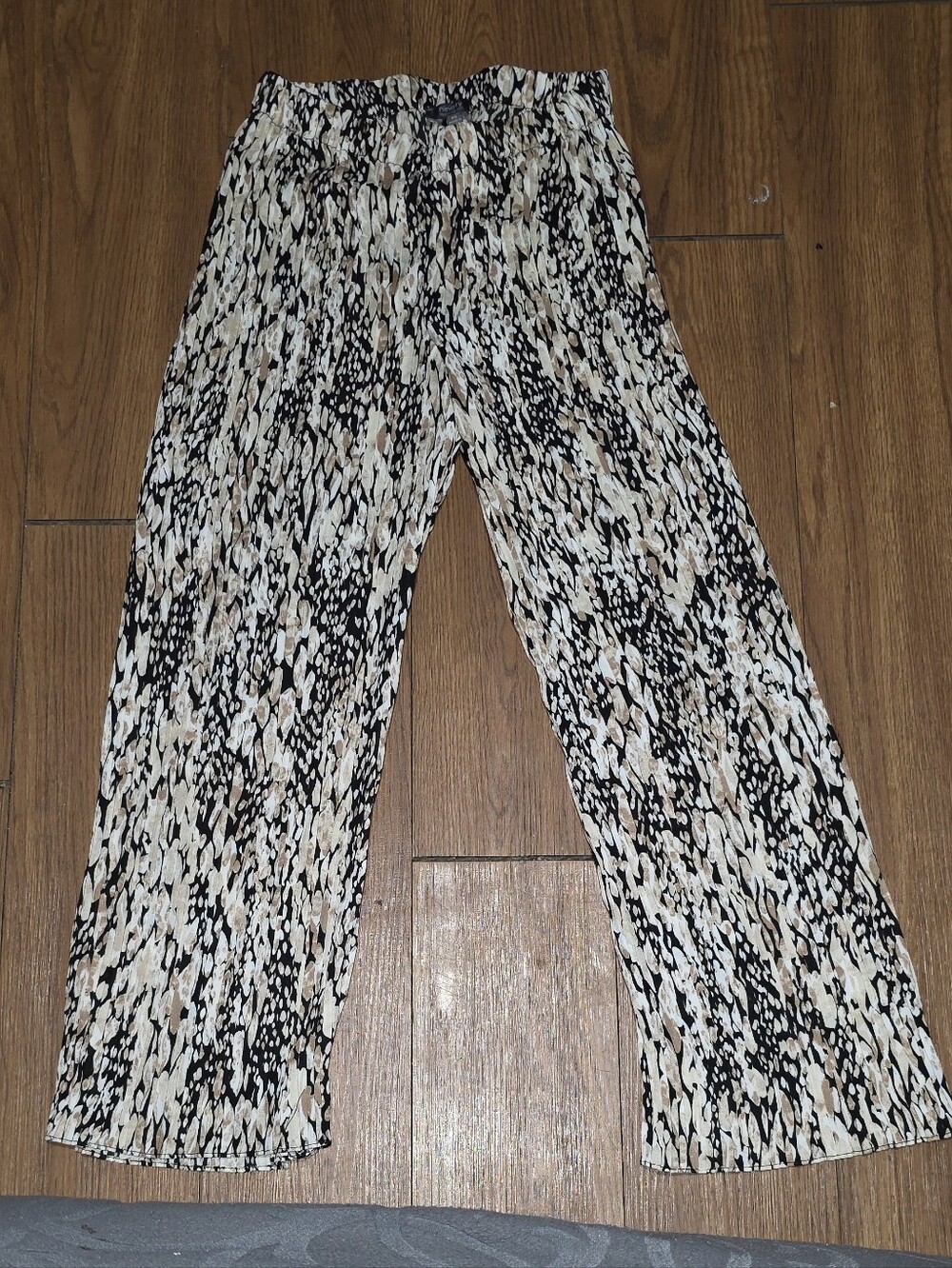 Ninety Black & Cream Abstract Wide-Leg Pants